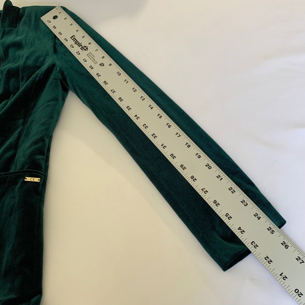 Calvin Klein Velvet Blazer Women 6 Green Emerald Holiday Academia Christmas Chic - Picture 12 of 12